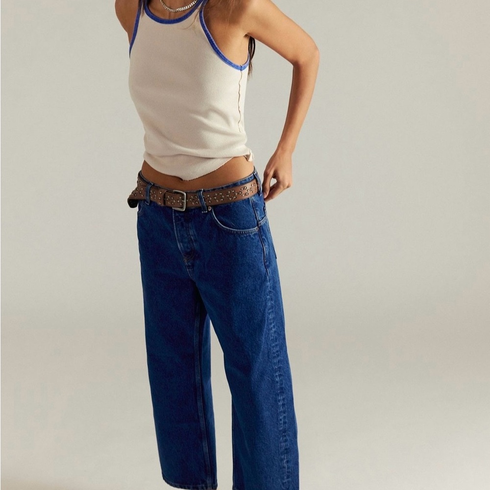 Free People Deep Trance Dark Blue Boyfriend Jeans